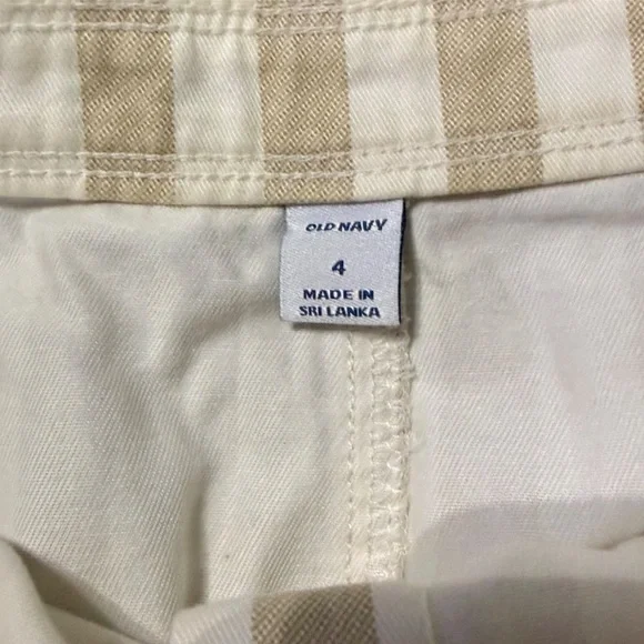 Old Navy Khaki Beige & White Striped Button-Front Mini Skirt - Picture 3 of 4